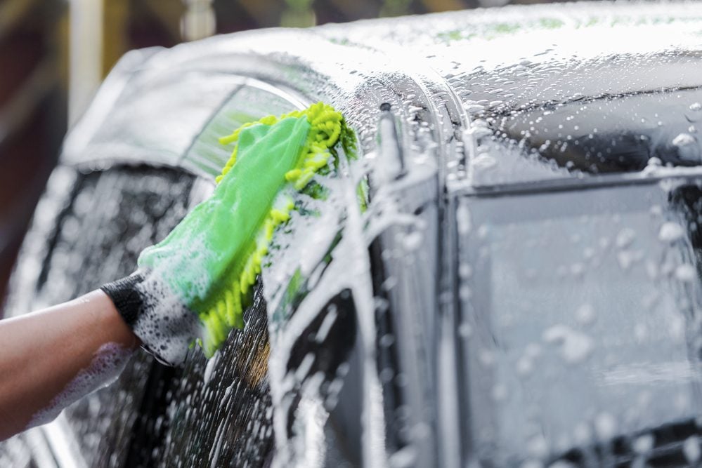 Person washing car